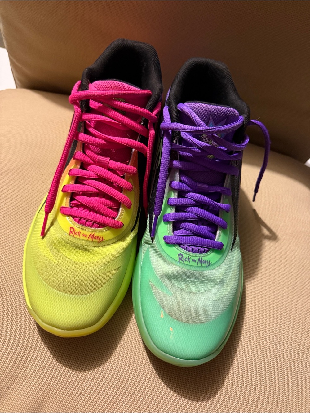 Puma Rick and Morty Neon Pink & Purple Green Athletic Shoes